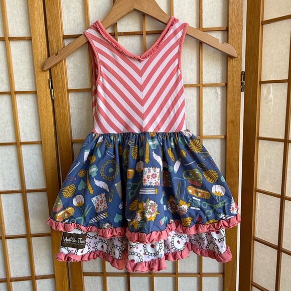 Matilda Jane Girl's Work Of Heart Tiered Ruffle Hem Dress in Multi | Size 4 - Picture 2 of 9